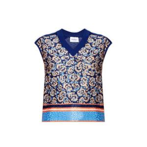 25 FW 페라가모 V넥 코튼 실크 블렌디드 슬리브리스 탑 111419E755181