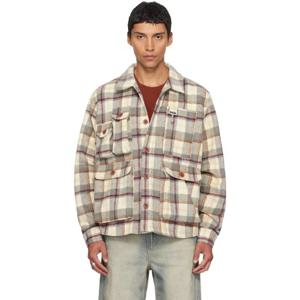 25 FW 리스 쿠퍼 남성 그레이   베이지 밀 플란넬 카고 버튼다운 셔츠 252115M192004