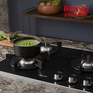 [전국설치] 린나이 3구 빌트인 가스레인지 RBR-P3501D 가스쿡탑 자동불꽃조절센서 펄크리스탈 GS