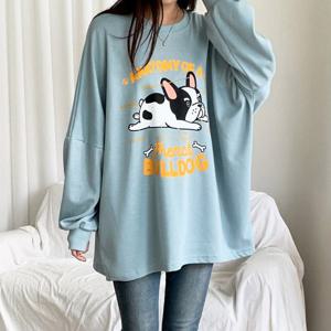 나야홍 / 빅사이즈 509 불독강아지오버핏맨투맨 DLIV275