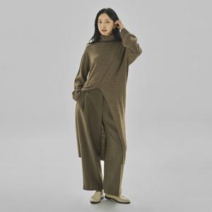 [세컨스킨]3D니트 에코스킨 터틀넥 앞트임 롱기장 풀오버_FT9800