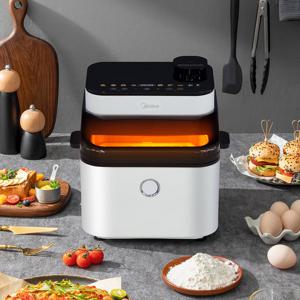 미디어 스팀 에어프라이어 저소음 대용량 투명창 터치식 요거트 7.3L MF-S75W