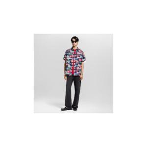 Louisvuitton 프린티드 쇼트 슬리브드 실크 블렌드 셔츠 1AIKBF