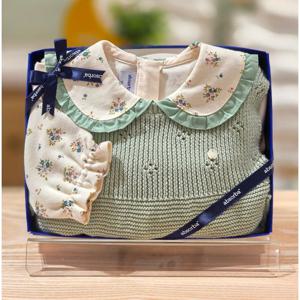 압소바 HK(아기선물)허브니트베스트원피스 세트(25FW가을신상품) (A2525107R)