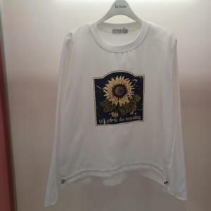 Latium HC06 국내생산 스판 뱃살커버 A라인 언발 라운드 긴팔 해바라기 티블라우스 T2533ts15W