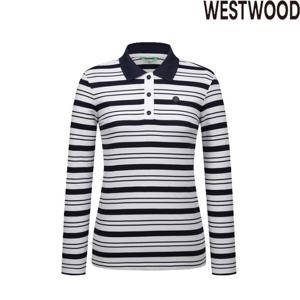 [웨스트우드]여성 봄 가을 스트라이프 폴로 등산셔츠 WO3WTTP424