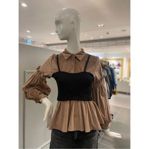 르니앤맥코이 카라넥 끈탑 배색 블라우스 (MM12BL300HJY)