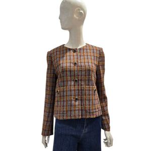 [에이비에프지]멀티칼라 체크패턴 라운드넥 트위드자켓 AGNZ4HJ04J