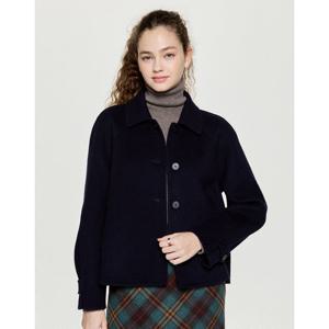 헤지스 여성 25FW ONLINE EXCLUSIVE캐시미어 블렌디드 핸드메이드 숏 코트 네이비 HSCO5D903N3