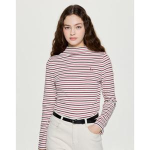 헤지스 여성 25FW ONLINE EXCLUSIVE하프 터틀넥 스트라이프 티셔츠 크림 HSTS5DP01CR