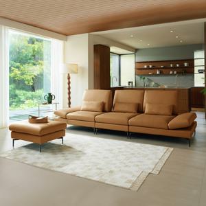 [다우닝] 아르보 3.5인 스윙 전체 천연가죽 소파+스툴