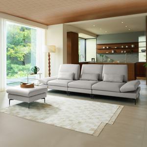 [다우닝] 아르보 4인 스윙 전체 천연가죽 소파+스툴