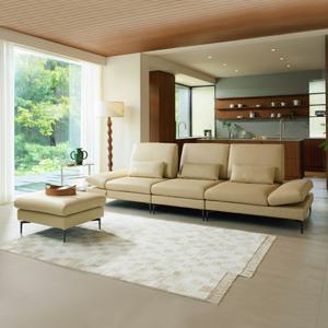 [다우닝] 아르보 4인 스윙 전체 통가죽 소파+스툴