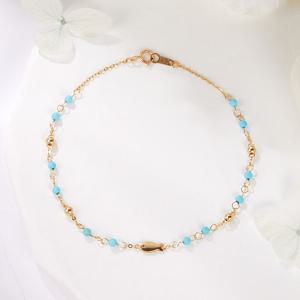 [비앤비골드] 14K 큐티 물고기 터키석 볼체인 팔찌 PNB42104