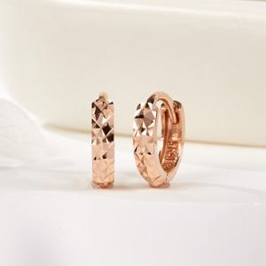 [비앤비골드] 14K 라운딩 다이아컷팅 원터치 링귀걸이 M 한쌍 PNE42093