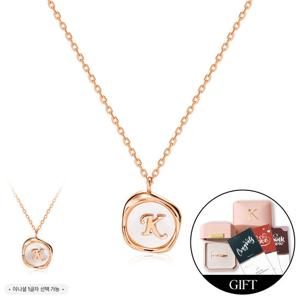 *커스텀 가능* [비앤비골드] 14K 물결 자개 코인 이니셜 체인 목걸이 MNN41959