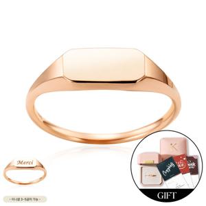 *커스텀 가능* [비앤비골드] 14K 라운드 사각 스틱 각인 커스텀 반지 MTR41952