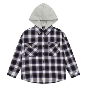[소이]여아 후드 탈부착 아웃포켓 체크 셔츠 21W5382_BK