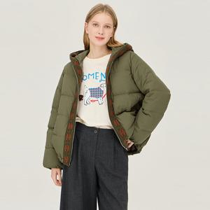 [베네통] 자카드 니트 단작 후드 덕다운 패딩_BAPDF3461KA