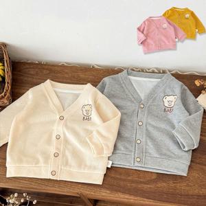 [조이멀티]곰도링자수 남아여아 긴팔 니트 가디건 205992