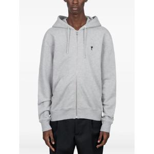 AMI Paris 로고 자수 후드 집업 BFUSW435730001