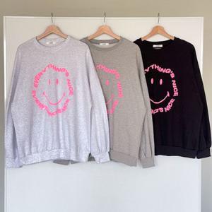 나야홍 / 빅사이즈티 V304L509 레터링스마일박시맨투맨 LI