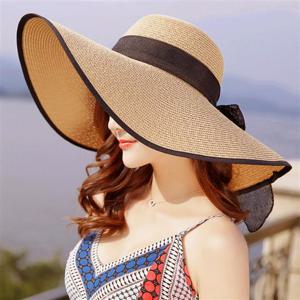 가정용품 카리나 리본 비치모자 왕골 해변 넓은챙 플로피햇