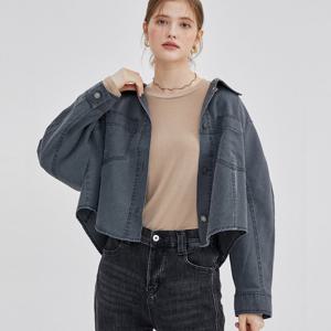 샵앤) 여성 카라넥 빈티지 데님 크롭기장 긴팔 청남방 셔츠 CL-WJK0289