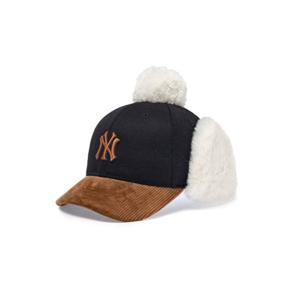 MLB 키즈 베이직 배색 멜톤 폼폼 귀달이캡 (7AWMV0156-50BKS)