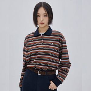 플라스틱아일랜드  반오픈카라 스트라이프 티셔츠 (PR4CL061)