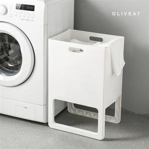 올리브엣 접이식 빨래바구니 틈새 다용도 분리수거함 이동식