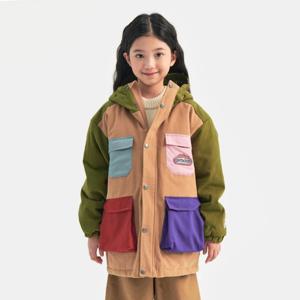 [아웃도어프로덕츠 키즈]컬러 블록 패딩 마운틴 파카 (카키) OD244OJK04_KHA