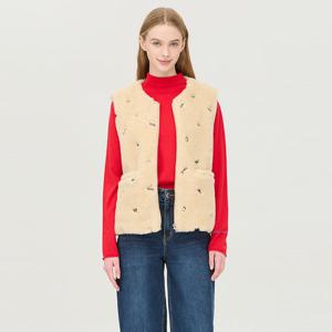 [베네통] 웨스턴 자수 덤블 슬리브리스 점퍼_BAJP59561IV