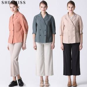 [르오트][쉬즈미스(SHESMISS)] 올리브 더블버튼 볼륨슬리브 재킷