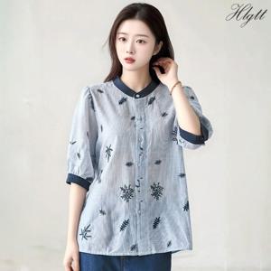 [헬리꽁땡][헬리꽁땡] 자수 배색 썸머블라우스_21731506_588349