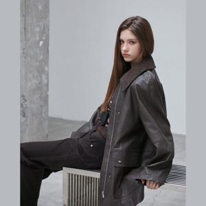 플라스틱아일랜드  (PR4WJ070) 디테처블카라 신세틱 레더 필드 자켓