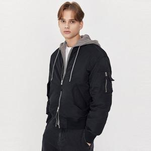 [지오다노]남성 루즈핏 후드 레이어드 패딩 바머 항공점퍼 075920/01075920