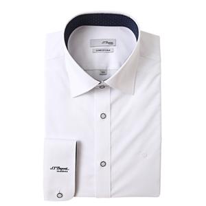 [듀퐁셔츠] 25 F W (SE5FM22LS925SWH)화이트 기본무지 카라배색 스판 긴소매 슬림핏 셔츠