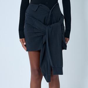 25 FW 발렌시아가 트롱프뢰유 드레이프 노티드 미니 스커트 블랙 850245 TKVA5 2072