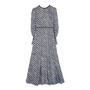 [엘러브] 펜디 스트라이프 패턴 실크 원피스 40 블루/블랙 5ET1660