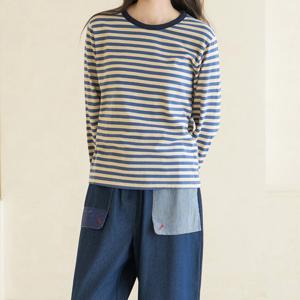 엄마옷 마담4060 라운드배색단가라티셔츠 내추럴포엠 데일리 여성 -ZTE2510003-