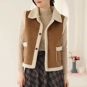 [웬디즈갤러리]양털 스웨이드 베스트 /뽀글이 덤블 무스탕 조끼 TVT101