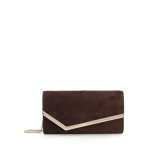지미추  Emmie suede clutch bag 클러치 FW25 EMMIESUECHOCOLATE LIGHT GOLD 6455606 Brown
