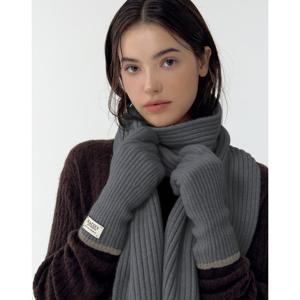 [헤지스] HIGV5F702G3_여성 그레이 라인 배색 핑거홀 장갑