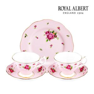 [로얄알버트]뉴황실장미 커피잔 2인조 접시 5P세트 (핑크)