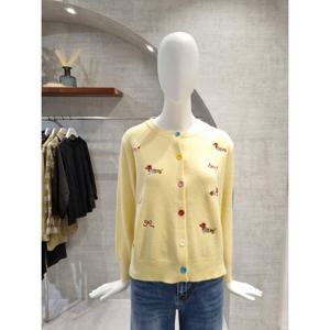 페이지플린  (F5CCA504) 라운드넥 강아지 자수 컬러 버튼 가디건