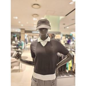 [마스터바니에디션] (421E3SR112K) 여성 컬러 블록 카라 반팔 니트