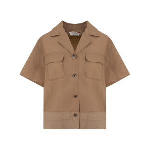 크로커다일레이디  브이넥 셔링 블라우스_CLEFBL501