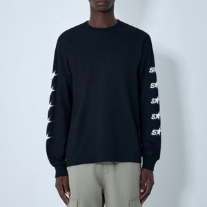 25 FW 스투시 로고 모티프 스타 그래픽 프린팅 롱슬리브 티셔츠 블랙 1995123 0001