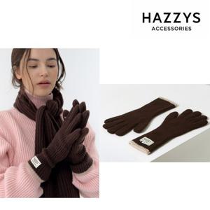 [헤지스ACC][선물포장] 브라운 라인배색 캐시미어혼방 핑거홀 장갑 HIGV4F705W3